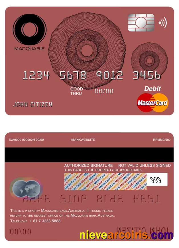 Australia Macquarie bank mastercard